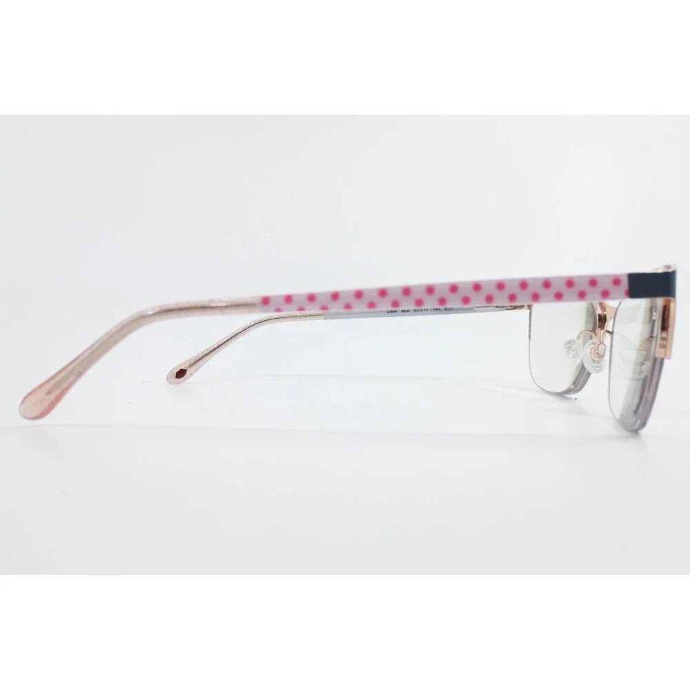 Lulu Guinness L946 SLA Slate Blue Pink Polka Dot Cat Eye Eyeglasses 53-17-140